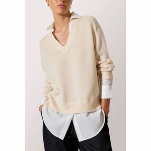 Brochu Walker, small, The LOOKER V-neck sweater in Almond.